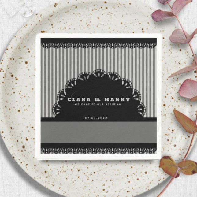 Romantic gold calligraphy vintage floral wedding  pappersservett (Skapare uppladdad)