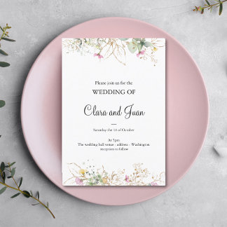 Romantic, gold floral Invitation Inbjudningar