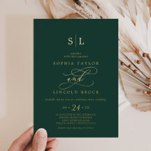 Romantic Gold Foil | Emerald Monogram Bröllop