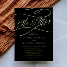 Romantic Gold Foil | Svart herr och fru Bröllop