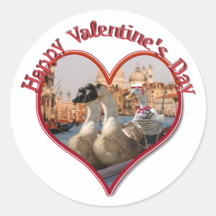 Romantic Gondola Ride för Alla hjärtans dag Runt Klistermärke