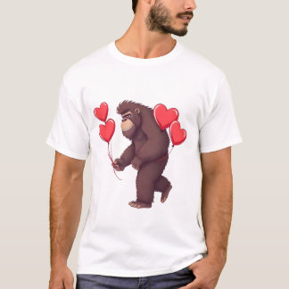 Romantic Gorilla with Heart Balloons T Shirt