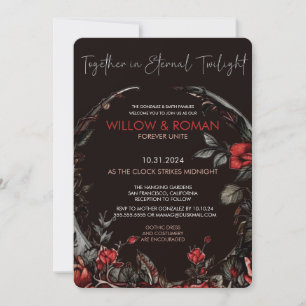 Romantic Goth Red and Black Ro Bröllop Inbjudningar