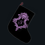 Romantic Goth Rosa Monogram Stor Julstrumpa<br><div class="desc">Elegant,  ornat,  svart och rosa,  romantisk,  feminin,  vintage goth-design med en inledande monogram. Anpassa den själv eller som en underbar gåva.</div>