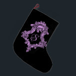 Romantic Goth Rosa Monogram Stor Julstrumpa<br><div class="desc">Elegant,  ornat,  svart och rosa,  romantisk,  feminin,  vintage goth-design med en inledande monogram. Anpassa den själv eller som en underbar gåva.</div>