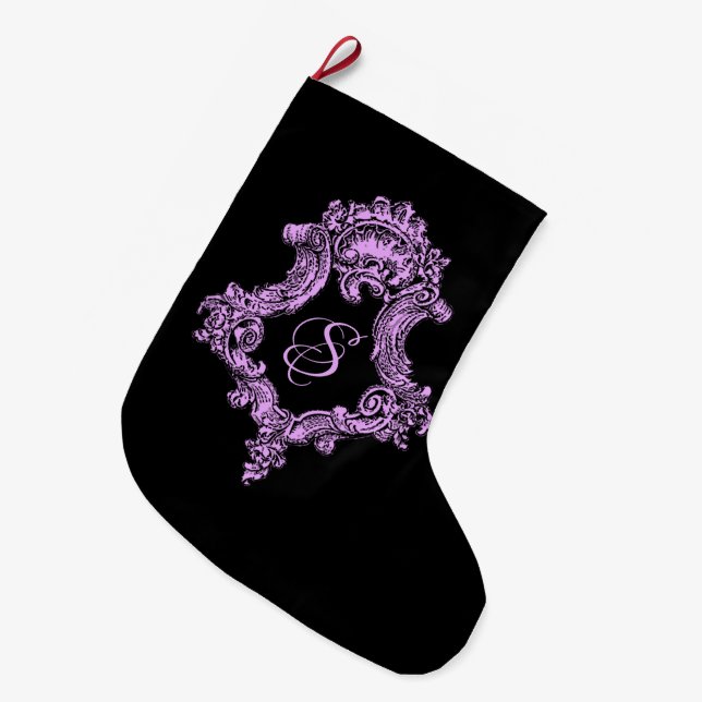 Romantic Goth Rosa Monogram Stor Julstrumpa (Framsidan (Hängande))