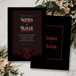 Romantic Gothic Black and Red Butterfly Bröllop Inbjudningar