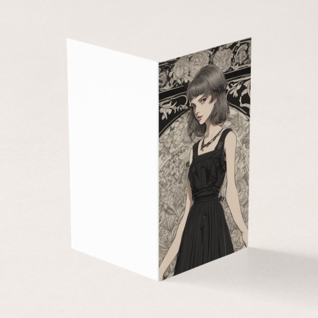 Romantic Gothic Elegance LBD Little Black Blank Kort (Utsida)