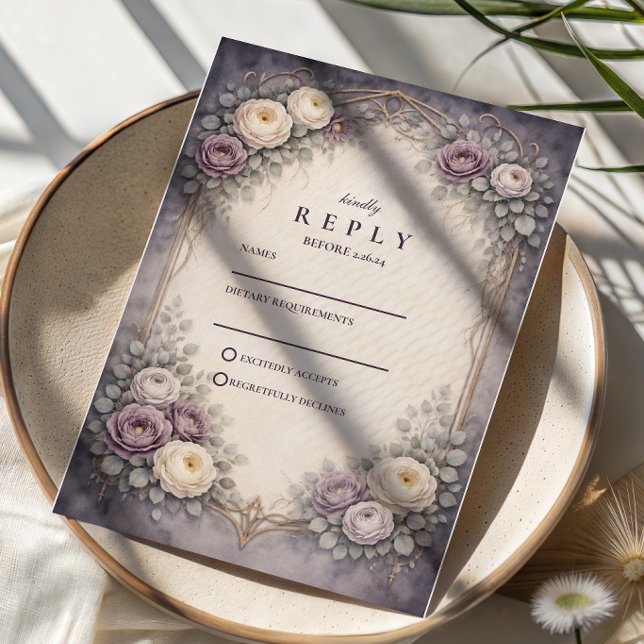 Romantic Gothic Pastel Floral Wedding OSA Kort (Skapare uppladdad)