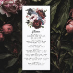 Romantic Gothic Watercolor Raven Bröllop Menu Meny<br><div class="desc">Den här tjocka blommigten bröllop har en enkel,  moody vattenfärgsillustration av en korv som genomkorsas på en bukett. Perfekt för en tidlös romantisk glimt bröllop eller andra speciella tillfällen. Det är vackert anpassat till en scokuserad händelse i fall eller en unik vinterhändelse i en avslappnad eller en formell inställning.</div>