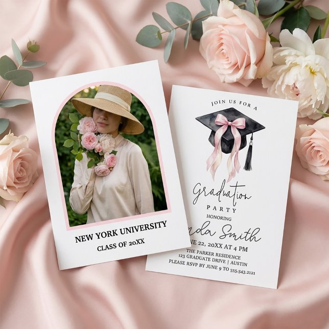 Romantic Graduation Party Invitation for Her Inbjudningar (#GraduationInvitation #GraduationParty #GraduationMockup #FeminineDesign #RomanticInvitation #Floral)