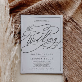 Romantic Grått Calligraphy | Ram Bröllop vid Inbjudningar