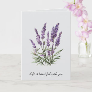 Romantic Grått Lila Lavender Blommigt Möhippa Kort
