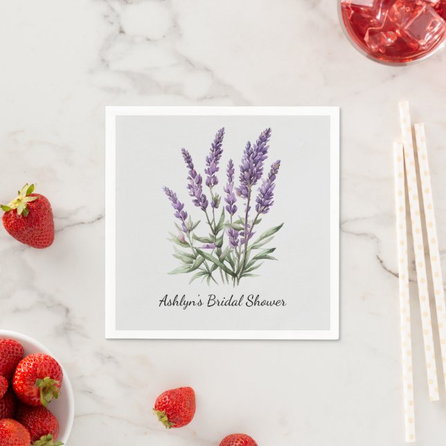 Romantic Grått Lila Lavender Blommigt Möhippa Pappersservett (Insitu)
