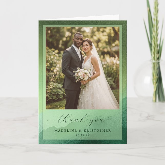 Romantic Green Classic Photo Tack Kort (Framsida)