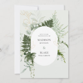 Romantic Greenery Forest Vild Fern Bröllop Inbjudningar
