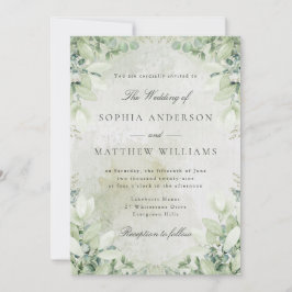 Romantic Greenery Frame Wedding Invitation Inbjudningar