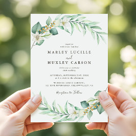 Romantic Greenery Wandan Elegant bröllop Inbjudningar