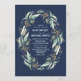 Romantic Greenery Wandebewung Blue Fall Wedand Inbjudningar