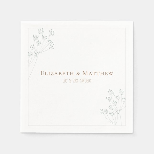 Romantic Greenery Wedding Pappersservett (Framsidan)