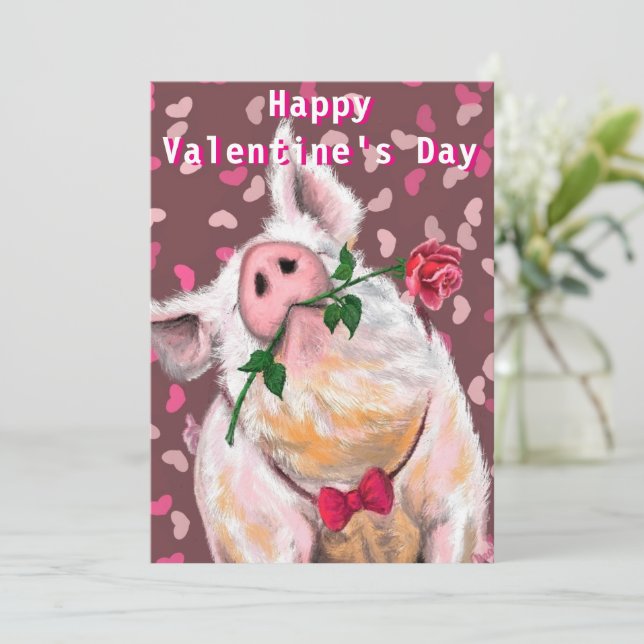 Romantic Gris Funny Valentine Day Card (Stående Fram)