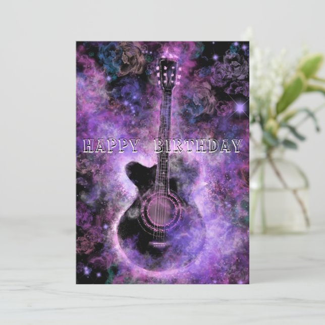 Romantic Guitar Music Birthday Card (Stående Fram)