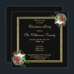 Romantic Guld & Black, Corner Dec jul Inbjudningar<br><div class="desc">Den vackra traditionella jultomten Party inbjudan i glansigt guld och svart färg. Det akuta hörnet Juldekorationer på en dubbla guld glitter i gräns ram. All text är helt och hållet anpassade för att uppfylla dina krav. Om du vill hjälpa till att anpassa produkten eller vill matcha produkter kontaktar du mig...</div>