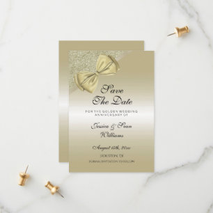 Romantic Guld Bow & Glitter 50:e Bröllop Spara Datumet