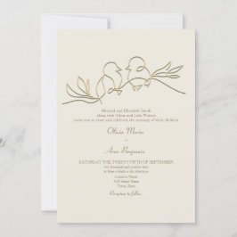 Romantic Guld Bröllop QR-kod Inbjudningar