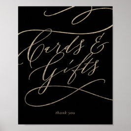 Romantic Guld Calligraphy Black Cards & Gifts Sign Poster