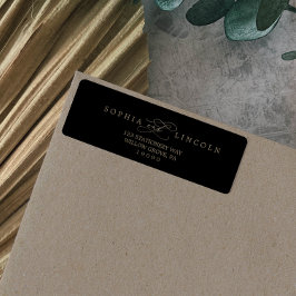 Romantic Guld Calligraphy Black Returadress Etikett