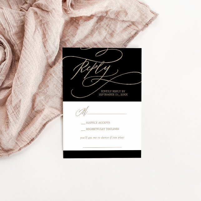 Romantic Guld Calligraphy Black Sång OSA kort (Skapare uppladdad)