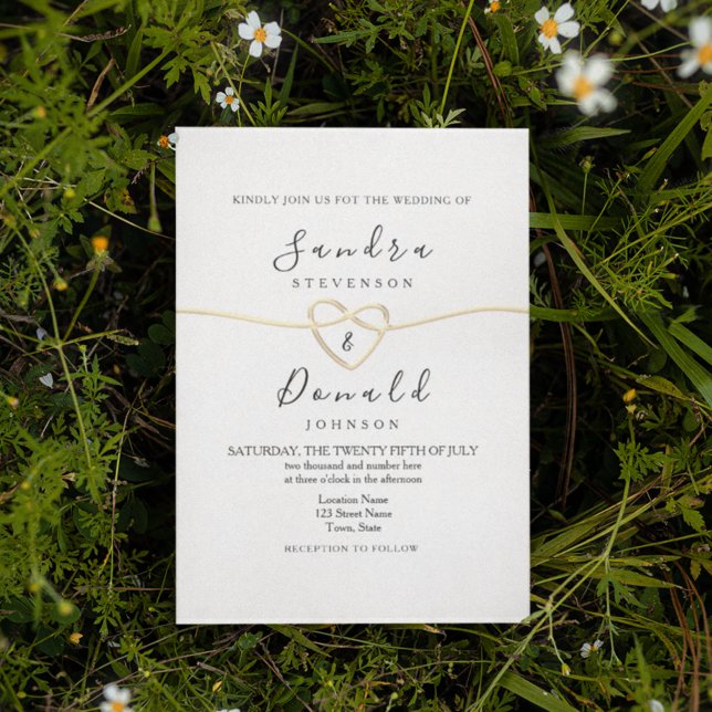 Romantic Guld Calligraphy Bröllop Inbjudningar (Skapare uppladdad)