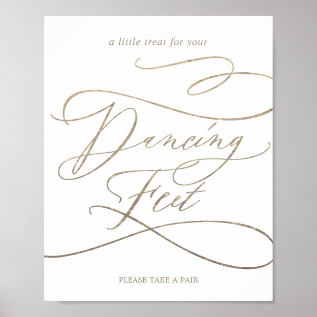 Romantic Guld Calligraphy Dancing Feet Sign Poster (Framsidan)
