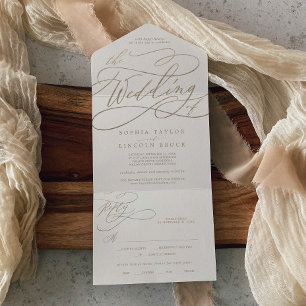 Romantic Guld Calligraphy Elfenbenskusten Bröllo