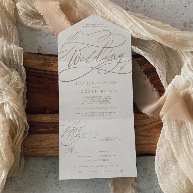 Romantic Guld Calligraphy | Elfenbenskusten Bröllo (Skapare uppladdad)