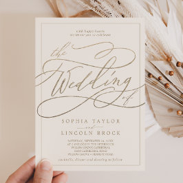 Romantic Guld Calligraphy | Elfenbenskusten Ram Br Inbjudningar