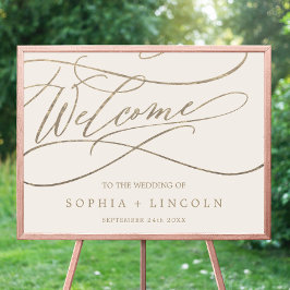 Romantic Guld Calligraphy | Elfenbenskusten Välkom Poster