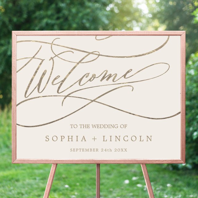 Romantic Guld Calligraphy | Elfenbenskusten Välkom Poster (Skapare uppladdad)