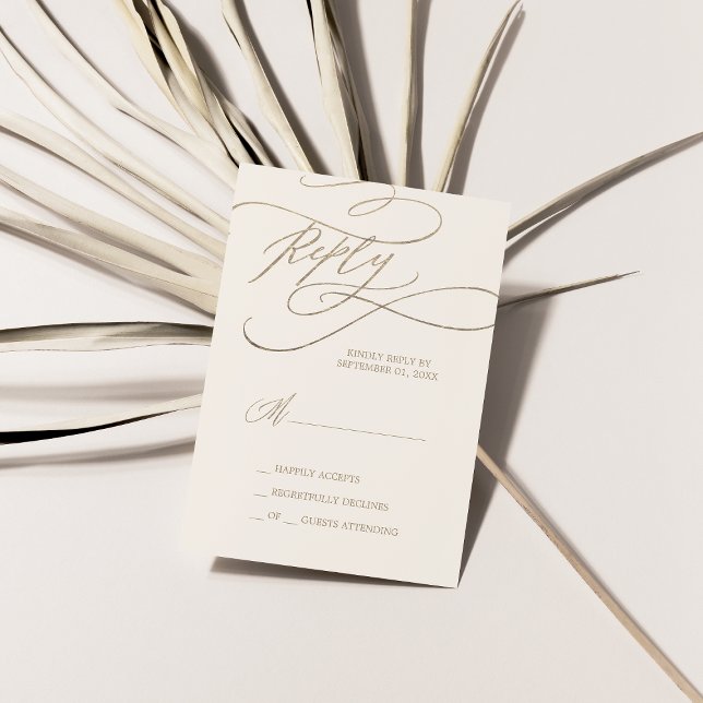 Romantic Guld Calligraphy | Enkel OSA kort i Elfen (Skapare uppladdad)
