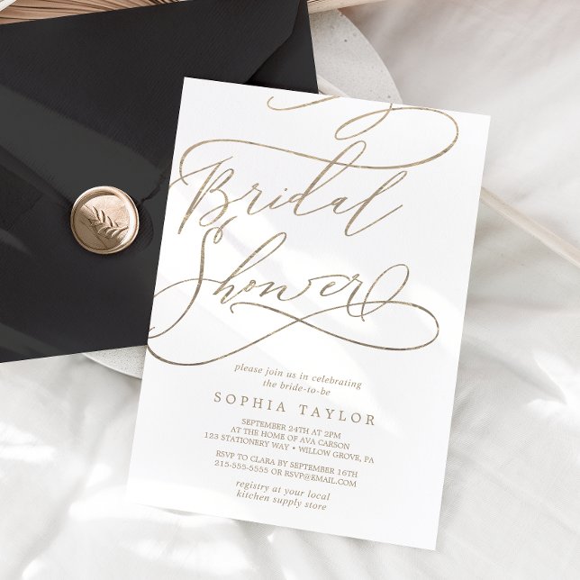 Romantic Guld Calligraphy | Färsk Möhippa Inbjudningar (Skapare uppladdad)
