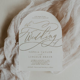 Romantic Guld Calligraphy Flourish Arch Bröllop Inbjudningar