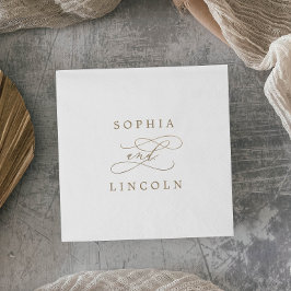 Romantic Guld Calligraphy Flourish Bröllop Napkin Pappersservett