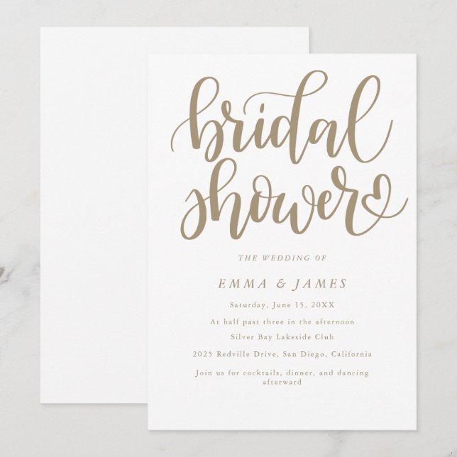 Romantic Guld Calligraphy Flourish Möhippa I Inbjudningar (Fram/baksida)