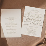 Romantic Guld Calligraphy Ivory all in One Bröllop Inbjudningar<br><div class="desc">Det romantiska guld-kalligrafielfenomen i en bröllopsinbjudan är perfekt för ett enkelt bröllop. Den moderna klassiska designen har finare-snurrar och vitaktiga blomningar med elegant elegant-handskriven faux champagne guld-folie-typografi. Spara papper genom att inkludera uppgifterna på baksidan av bröllopsinbjudan i stället för på ett separat djurutrymmeskort. Ta även med OSA-informationen om din gäst...</div>