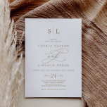Romantic Guld Calligraphy Monogram Bröllop Inbjudningar<br><div class="desc">Den romantiska kalligrafiinbjudan till ett enda bröllop i guld är perfekt för ett enkelt bröllop. Den moderna klassiska designen har finare-snurrar och vitaktiga blomningar med elegant elegant-handskriven faux champagne guld-folie-typografi. Obs! Den här designen har inte äkta guld-folie. Det är en grafik av hög kvalitet som framställs som guld-folie.</div>