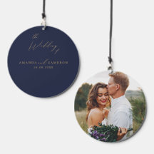 Romantic Guld Calligraphy Navy Blue Bröllop