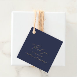 Romantic Guld Calligraphy Navy Blue Bröllop Gåvor Etiketter