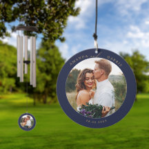 Romantic Guld Calligraphy Navy Blue Photo Bröllop