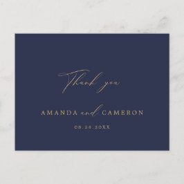 Romantic Guld Calligraphy Navy Blue Tack Vykort